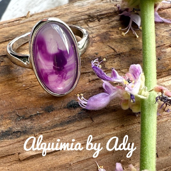 Alquimia Jewelry - Purple Laguna agate silver chunky ring
